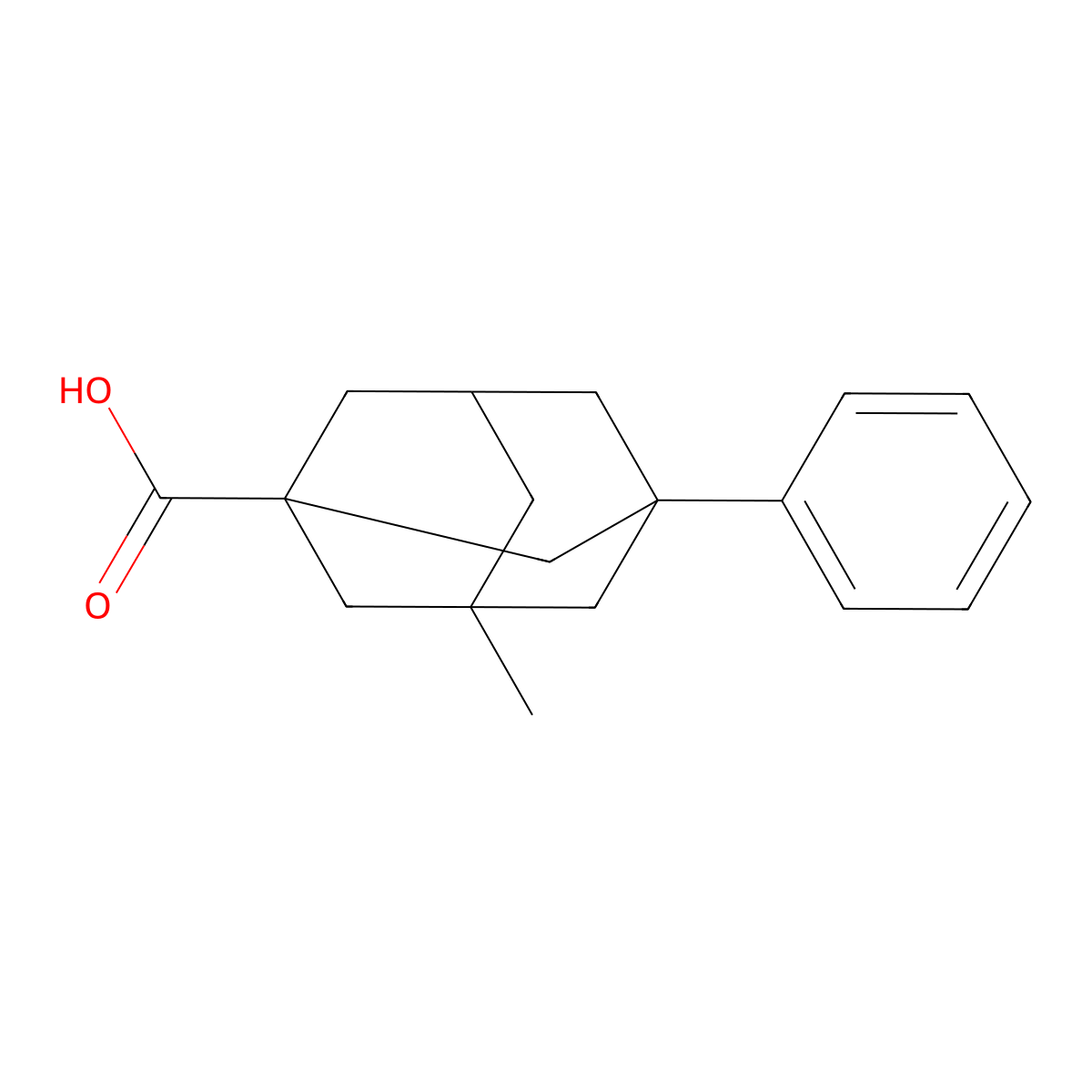 3-Methyl-5-phenyladamantane-1-carboxylic acid molecular structure, CAS 29835-36-7