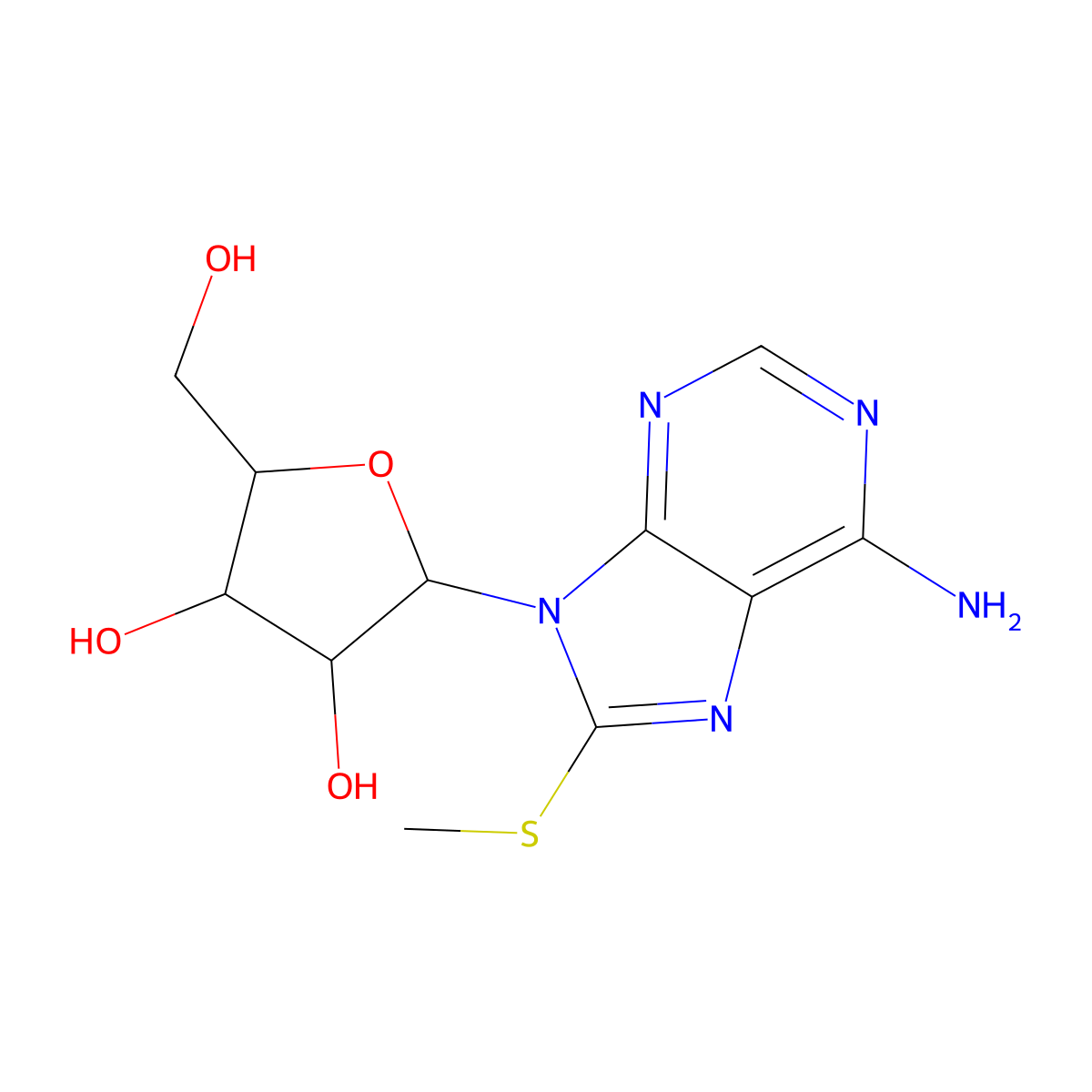 8-(Methylsulfanyl)-9-pentofuranosyl-9h-purin-6-amine molecular structure, CAS 29836-01-9