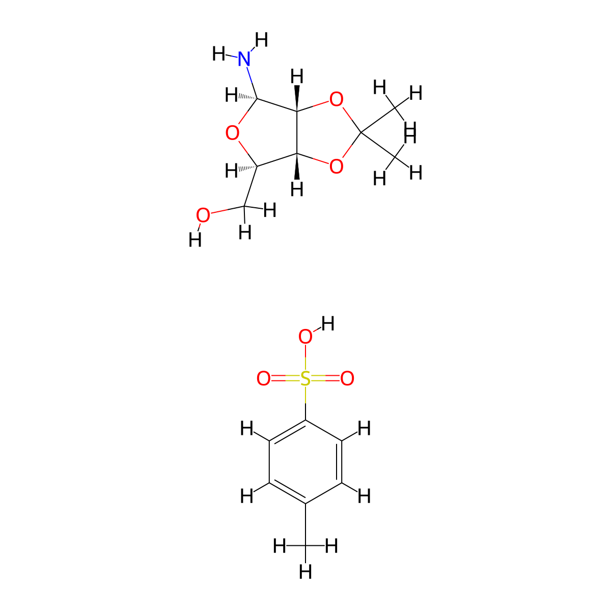 2,3-O-Isopropylidene-beta-D-ribofuranosylamine p-toluenesulfonate salt molecular structure, CAS 29836-10-0