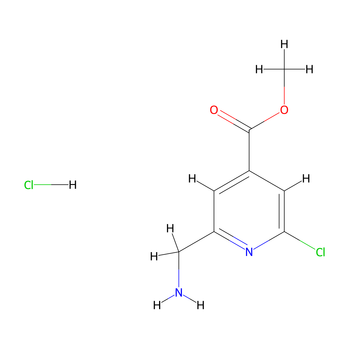 Methyl 2-(aminomethyl)-6-chloroisonicotinate (hydrochloride) molecular structure, CAS 2983841-75-2