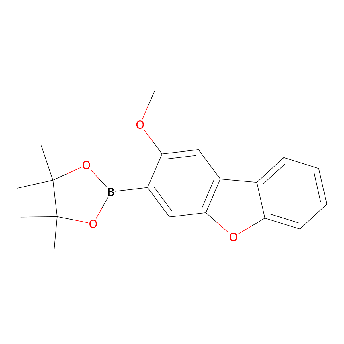 2-(2-Methoxydibenzo[B,D]furan-3-YL)-4,4,5,5-tetramethyl-1,3,2-dioxaborolane molecular structure, CAS 2983878-00-6