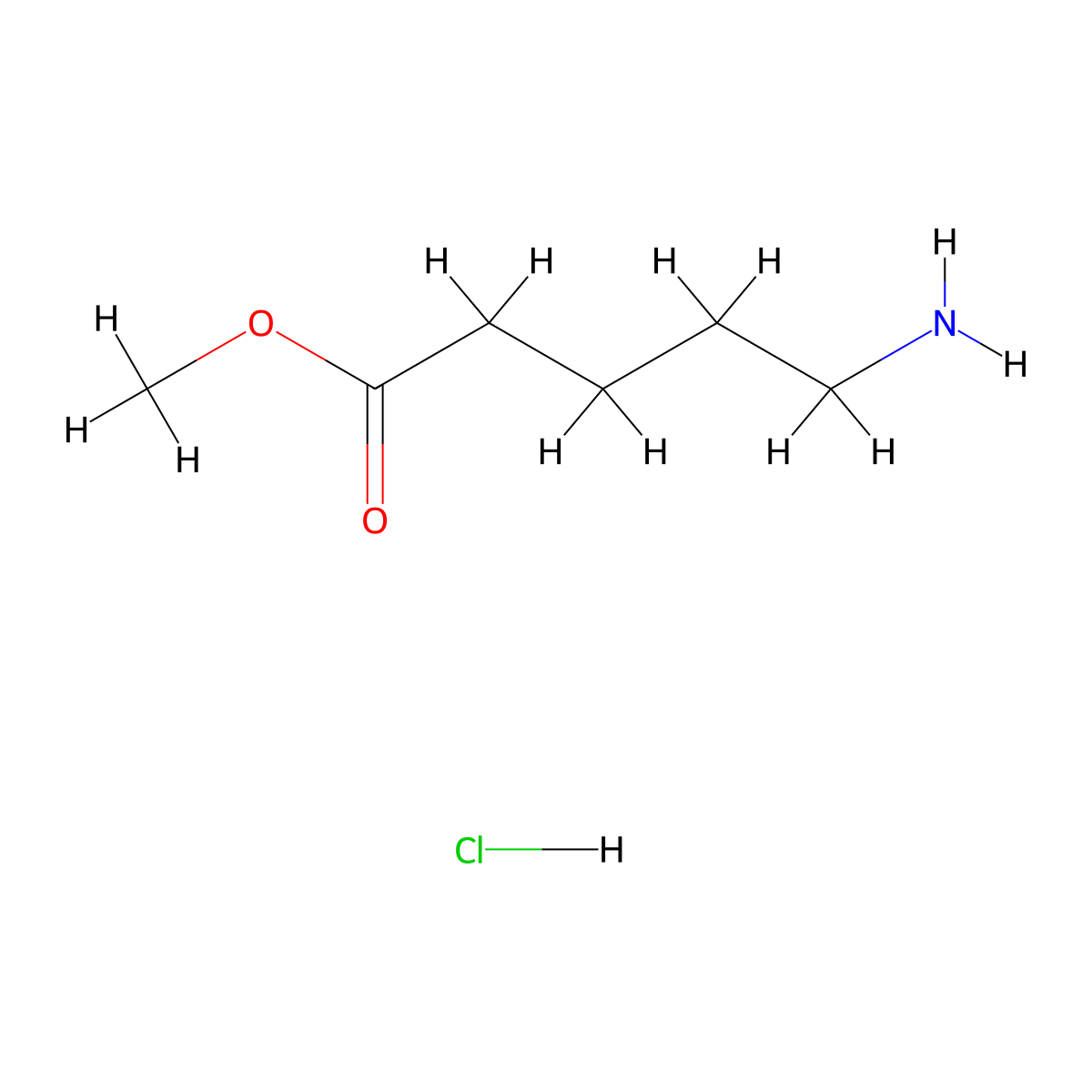 Methyl 5-aminopentanoate hydrochloride molecular structure, CAS 29840-56-0
