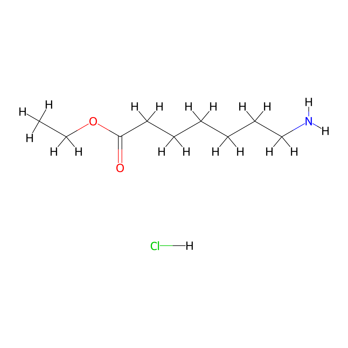 Heptanoic acid, 7-amino-, ethyl ester, hydrochloride (1:1) molecular structure, CAS 29840-65-1