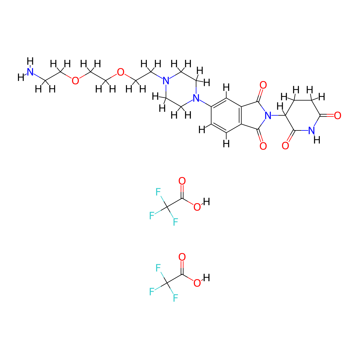 Thalidomide-piperazine-peg2-NH2 ditfa molecular structure, CAS 2984149-77-9