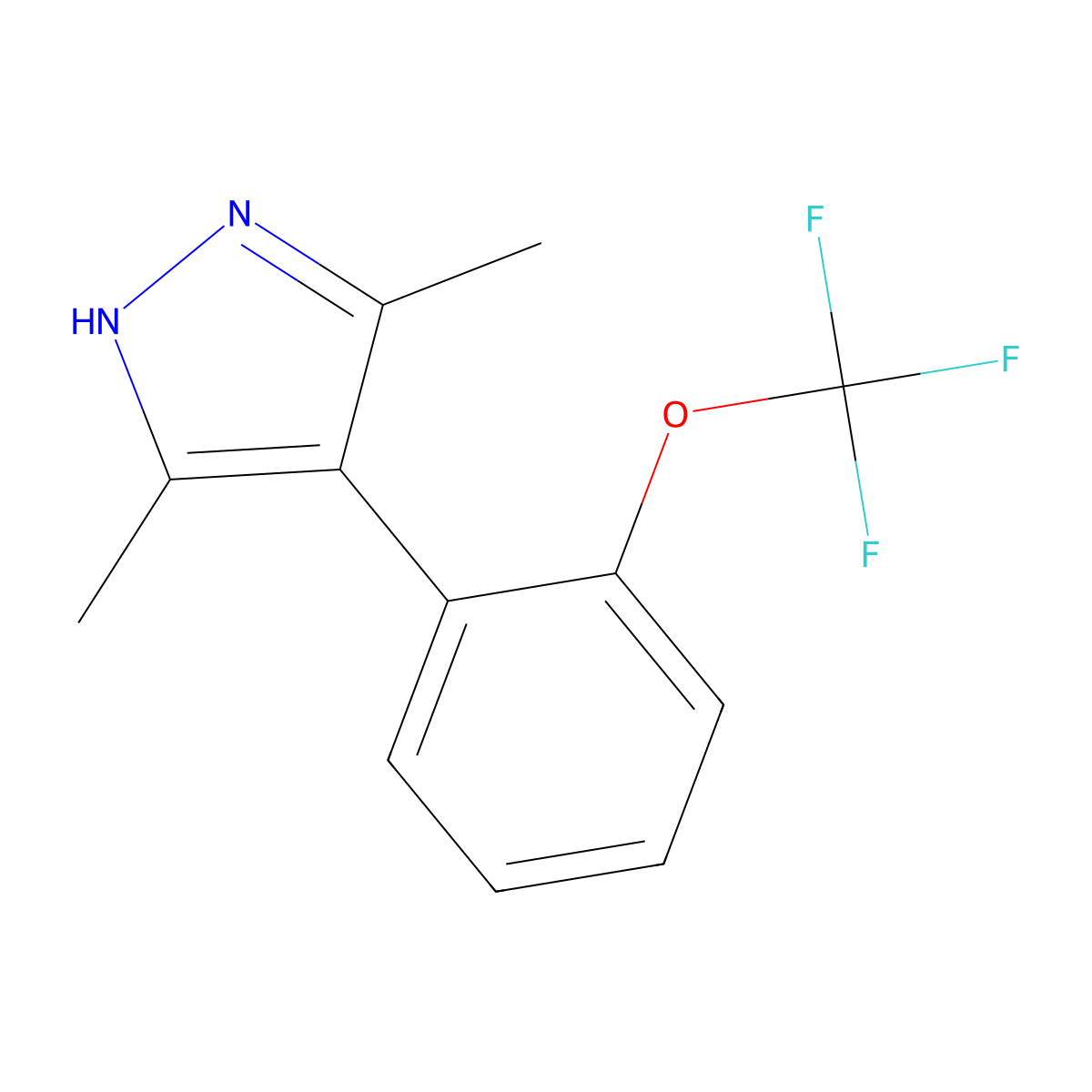 3,5-Dimethyl-4-(2-(trifluoromethoxy)phenyl)-1H-pyrazole molecular structure, CAS 2984245-82-9