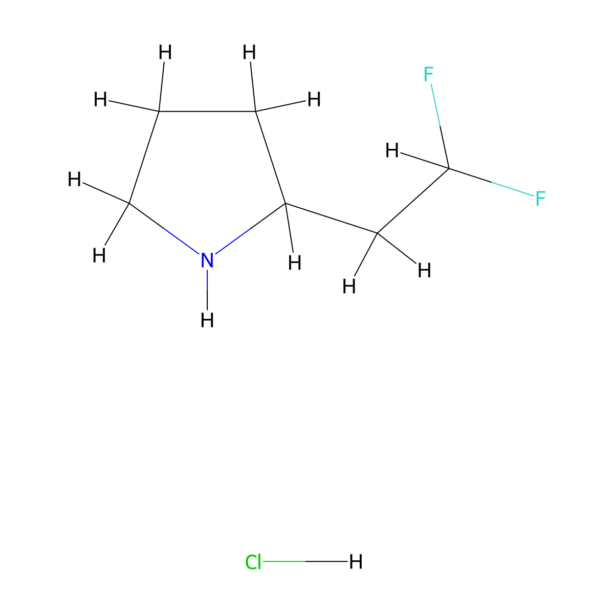 2-(2,2-Difluoroethyl)pyrrolidine hydrochloride molecular structure, CAS 2984281-59-4