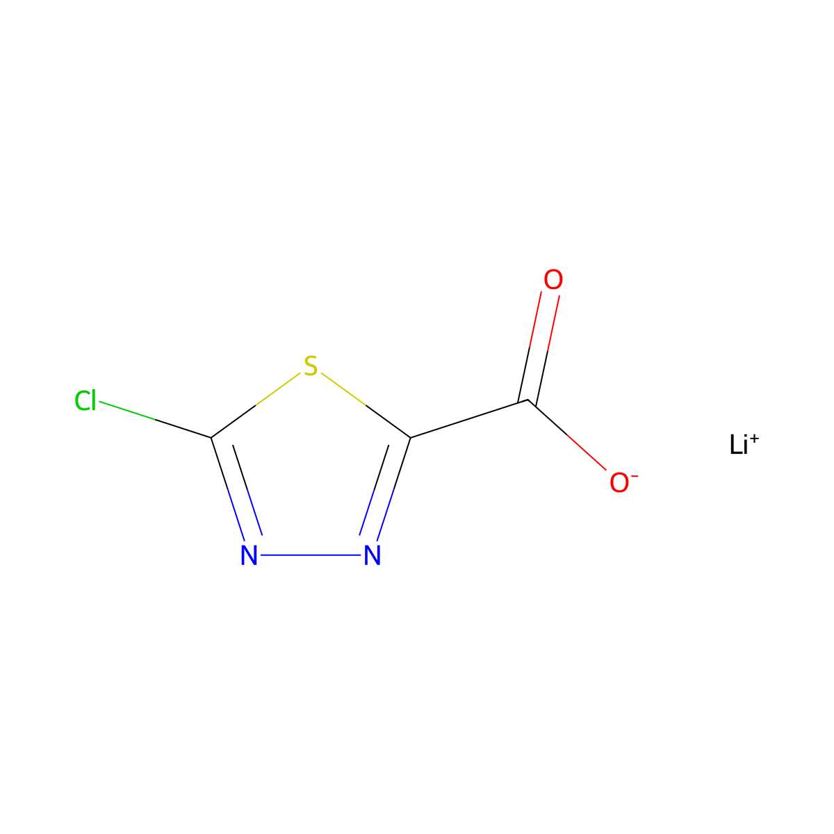 Lithium 5-chloro-1,3,4-thiadiazole-2-carboxylate molecular structure, CAS 2984388-90-9