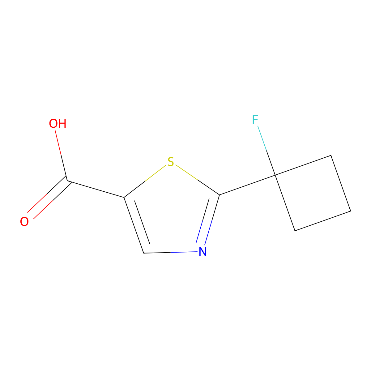 2-(1-Fluorocyclobutyl)-1,3-thiazole-5-carboxylic acid molecular structure, CAS 2984510-92-9