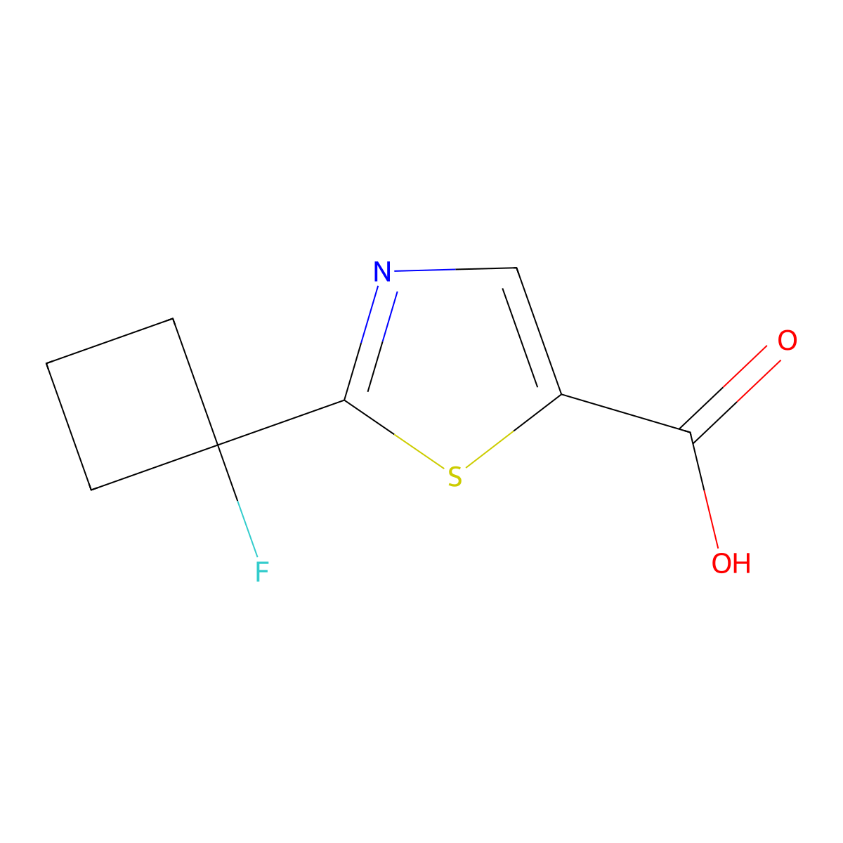 2-(1-Fluorocyclobutyl)-1,3-thiazole-5-carboxylic acid molecular structure, CAS 2984510-92-9