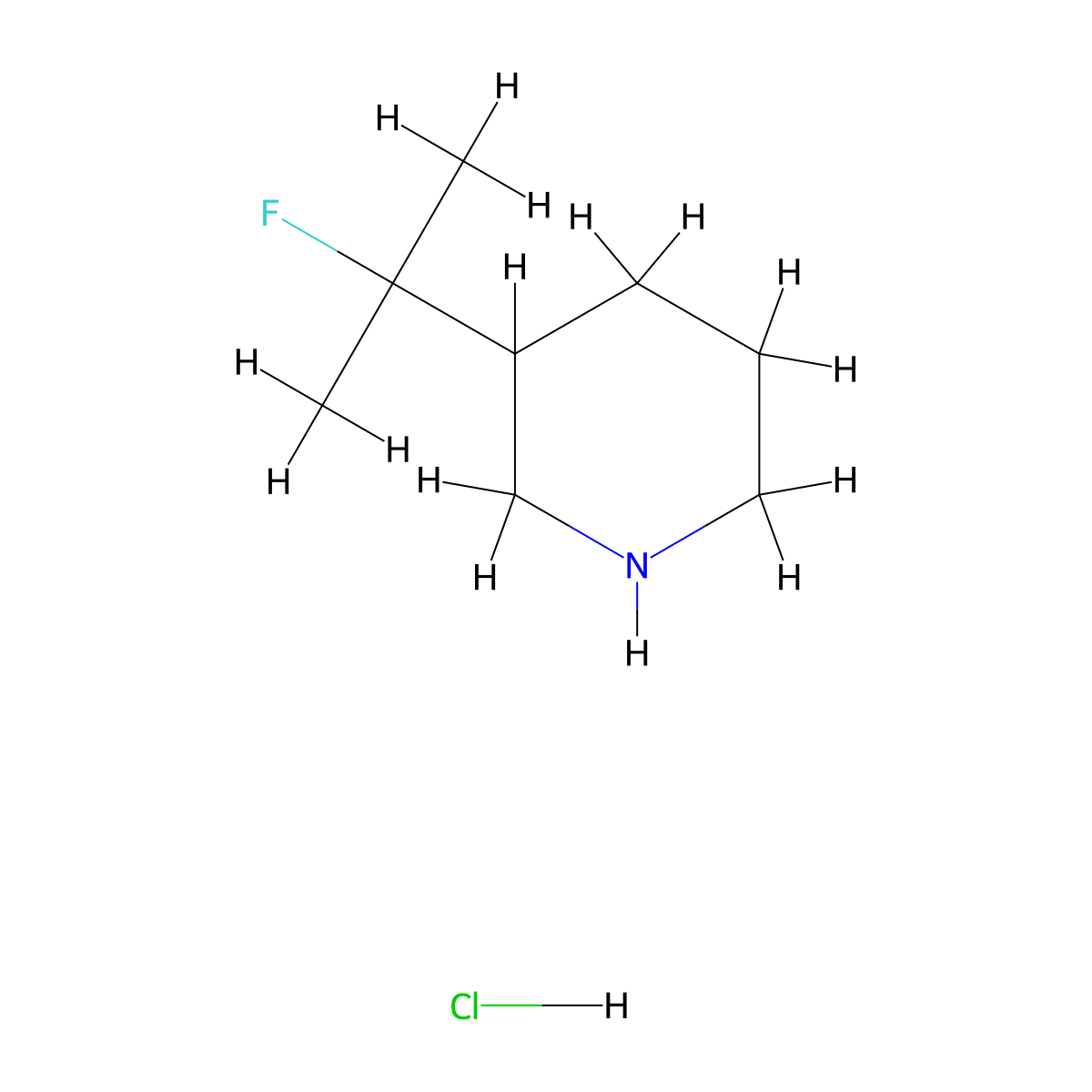 3-(2-Fluoropropan-2-yl)piperidine hydrochloride molecular structure, CAS 2984513-30-4