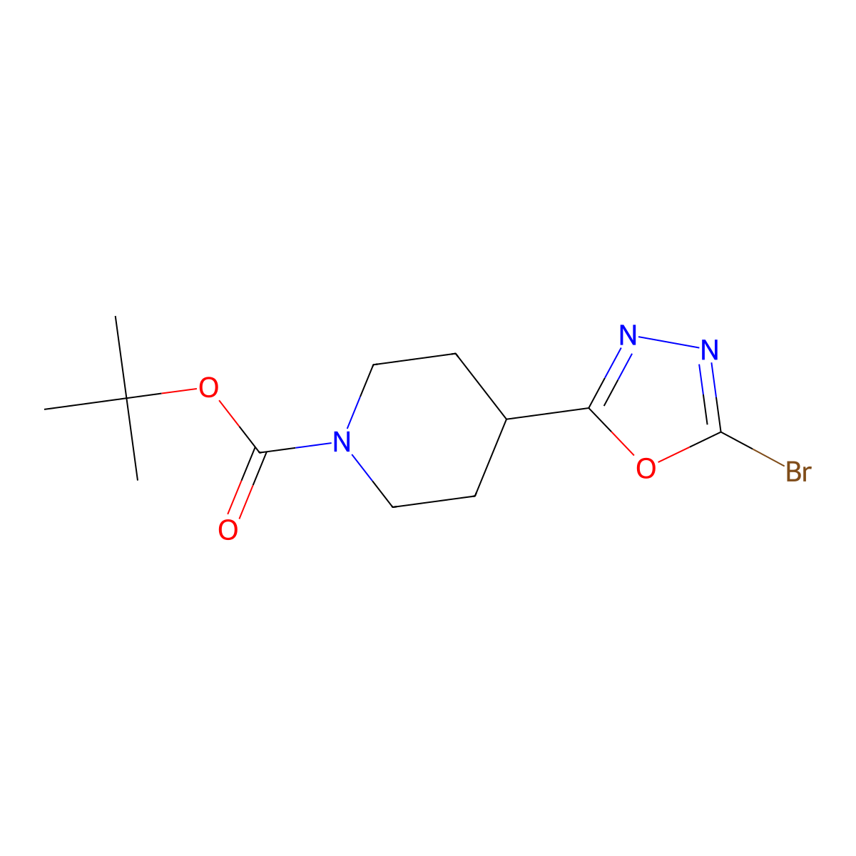 Tert-butyl 4-(5-bromo-1,3,4-oxadiazol-2-yl)piperidine-1-carboxylate molecular structure, CAS 2984527-72-0