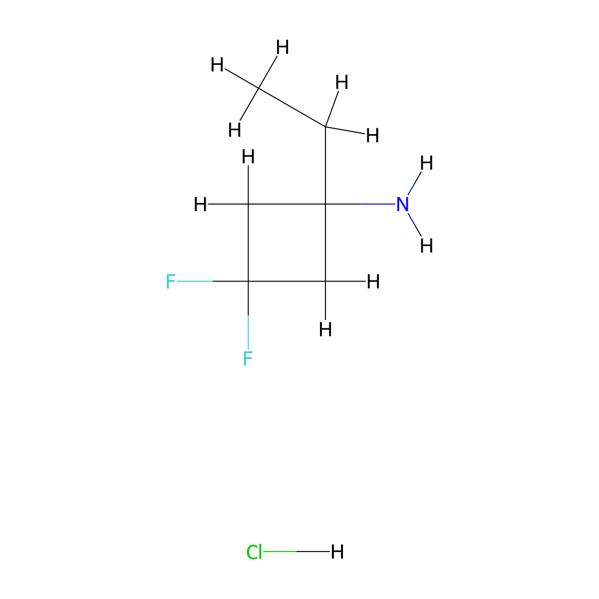 1-Ethyl-3,3-difluorocyclobutanamine hydrochloride molecular structure, CAS 2984530-35-8