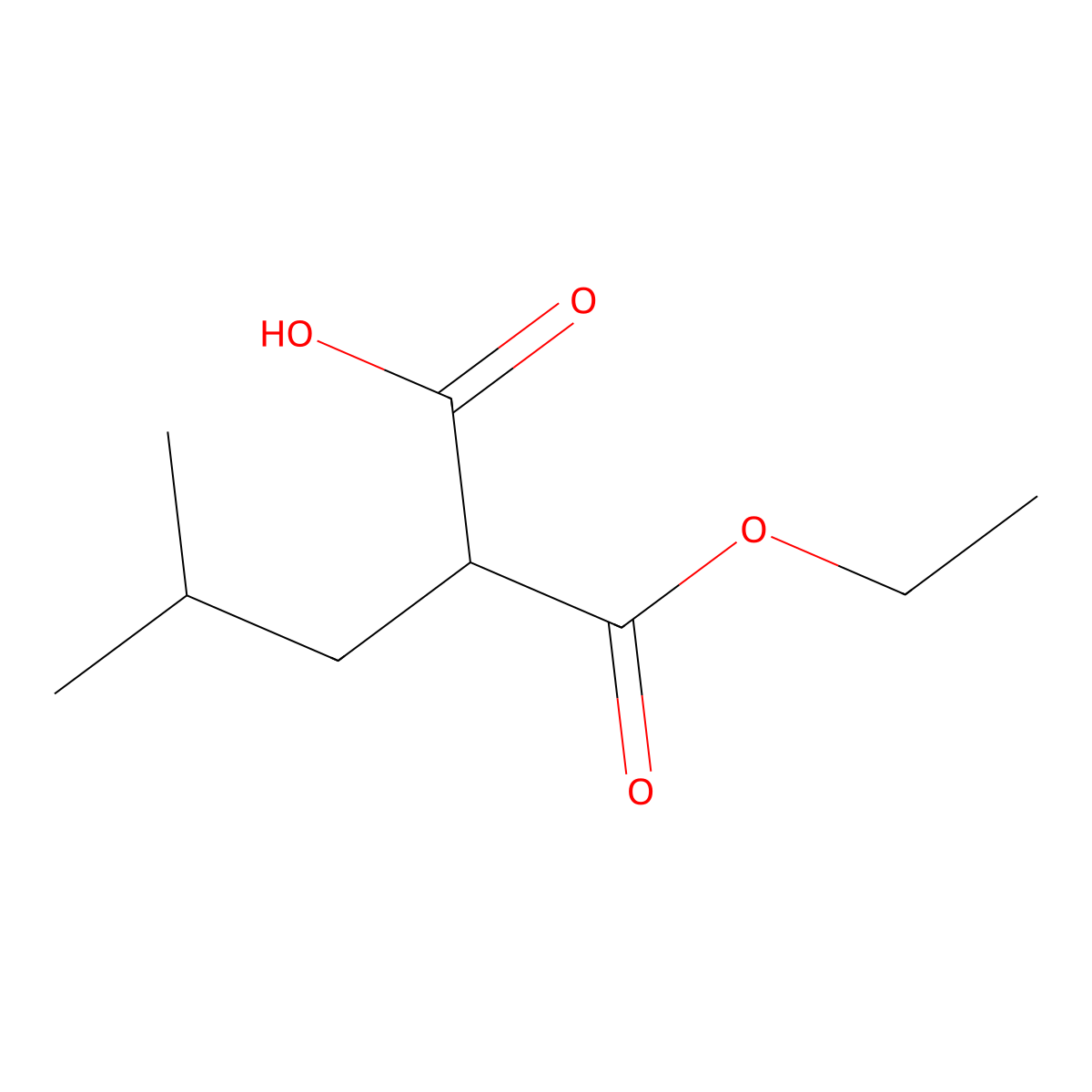 2-(Ethoxycarbonyl)-4-methylpentanoic acid molecular structure, CAS 2985-36-6