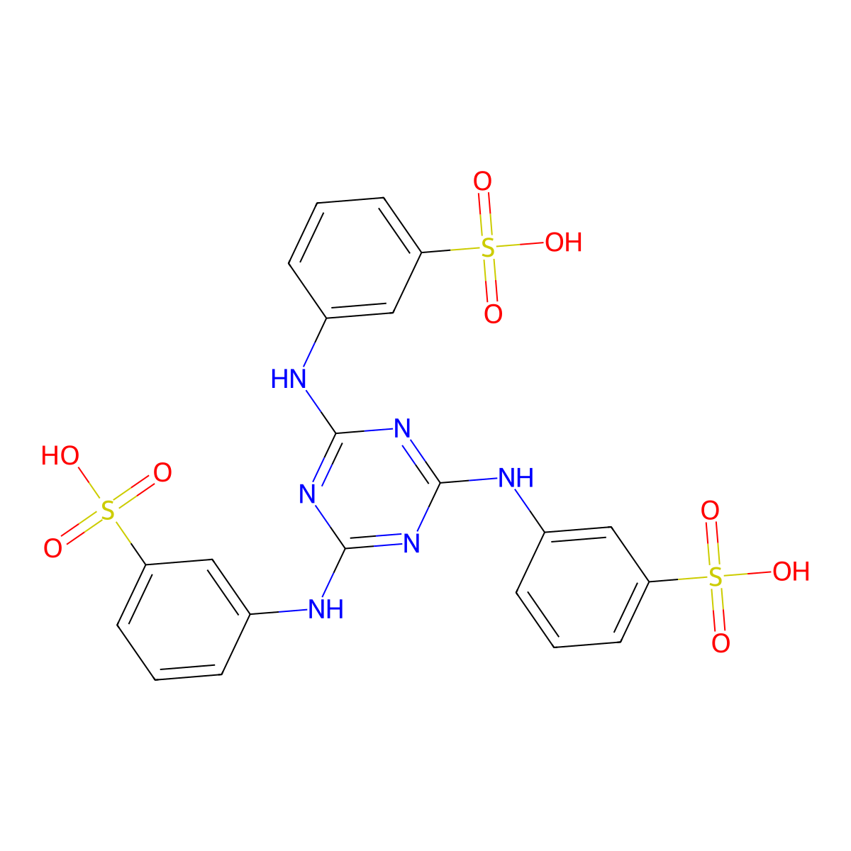 Benzenesulfonic acid, 3,3',3''-(1,3,5-triazine-2,4,6-triyltriimino)tris- molecular structure, CAS 29850-38-2