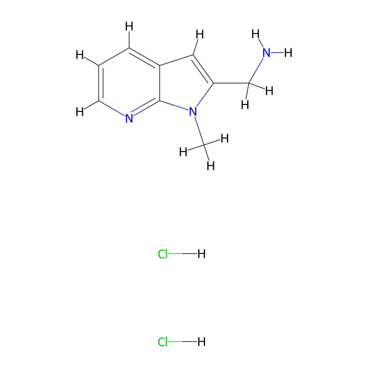 1-{1-methyl-1H-pyrrolo[2,3-b]pyridin-2-yl}methanamine dihydrochloride molecular structure, CAS 2985034-62-4