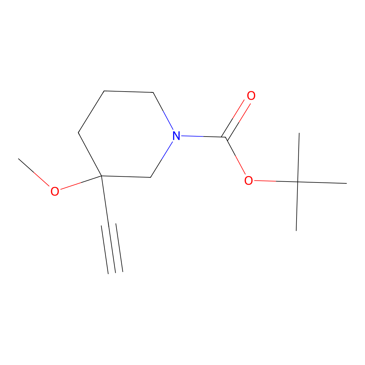Tert-butyl 3-ethynyl-3-methoxypiperidine-1-carboxylate molecular structure, CAS 2985037-07-6
