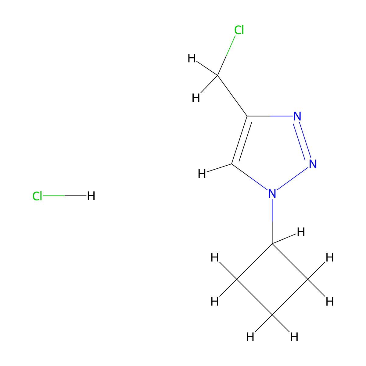 4-(chloromethyl)-1-cyclobutyl-1H-1,2,3-triazole hydrochloride molecular structure, CAS 2985452-26-2