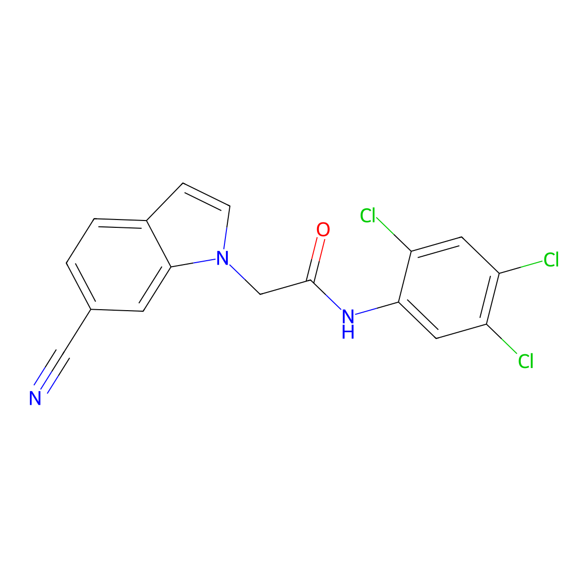 2-(6-cyano-1H-indol-1-yl)-N-(2,4,5-trichlorophenyl)acetamide molecular structure, CAS 2986112-80-3
