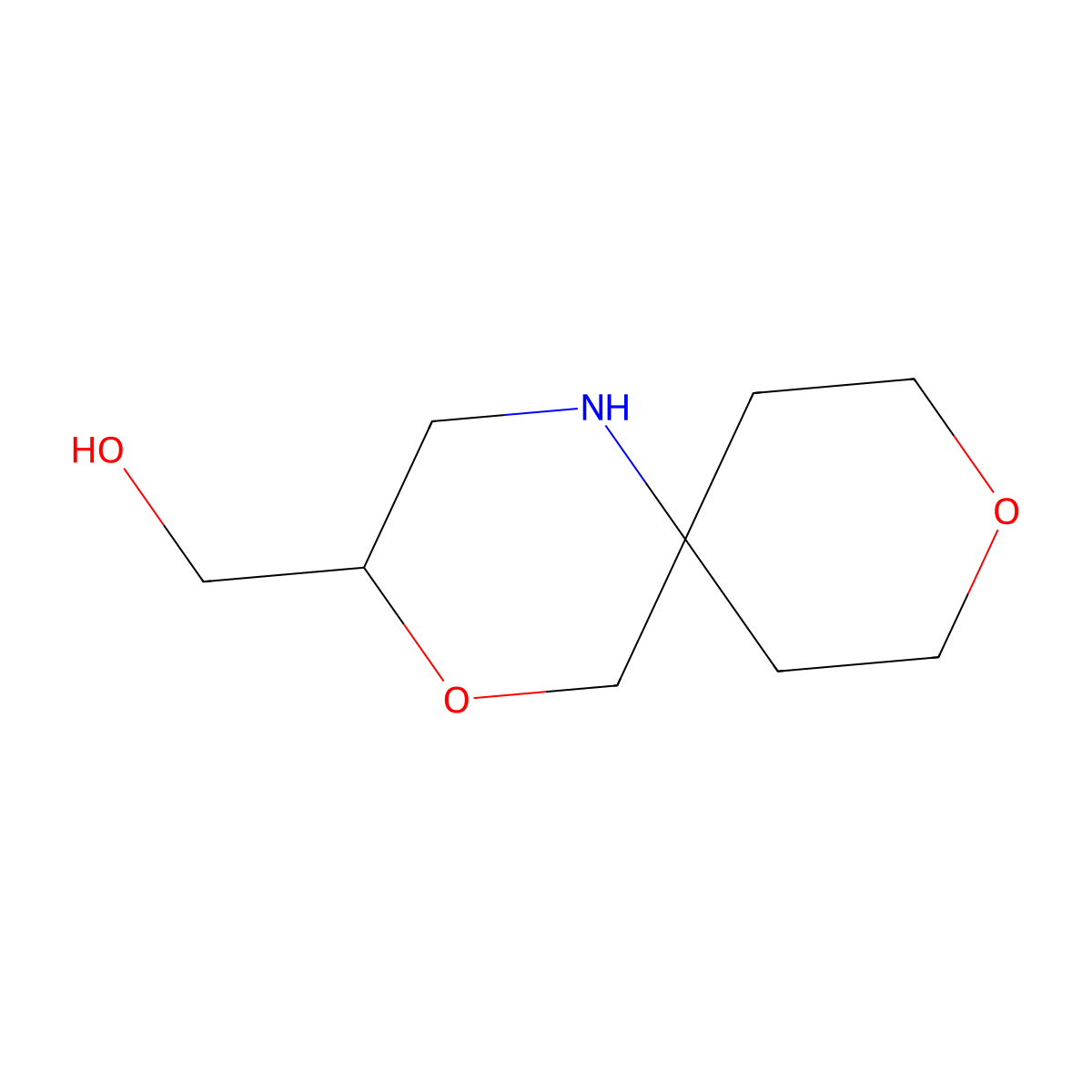 {4,9-Dioxa-1-azaspiro[5.5]undecan-3-yl}methanol molecular structure, CAS 2986593-23-9
