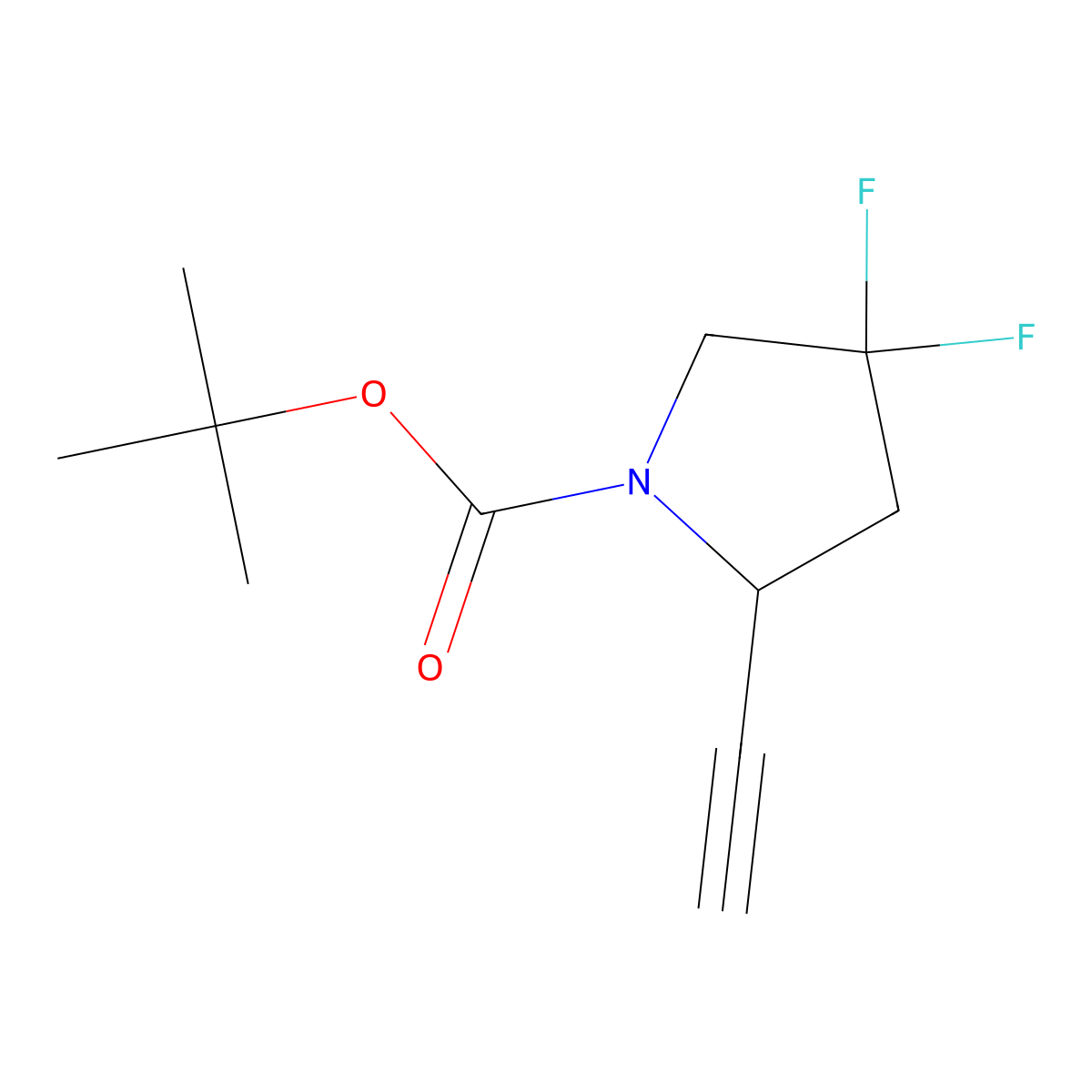 Tert-butyl 2-ethynyl-4,4-difluoropyrrolidine-1-carboxylate molecular structure, CAS 2986593-59-1