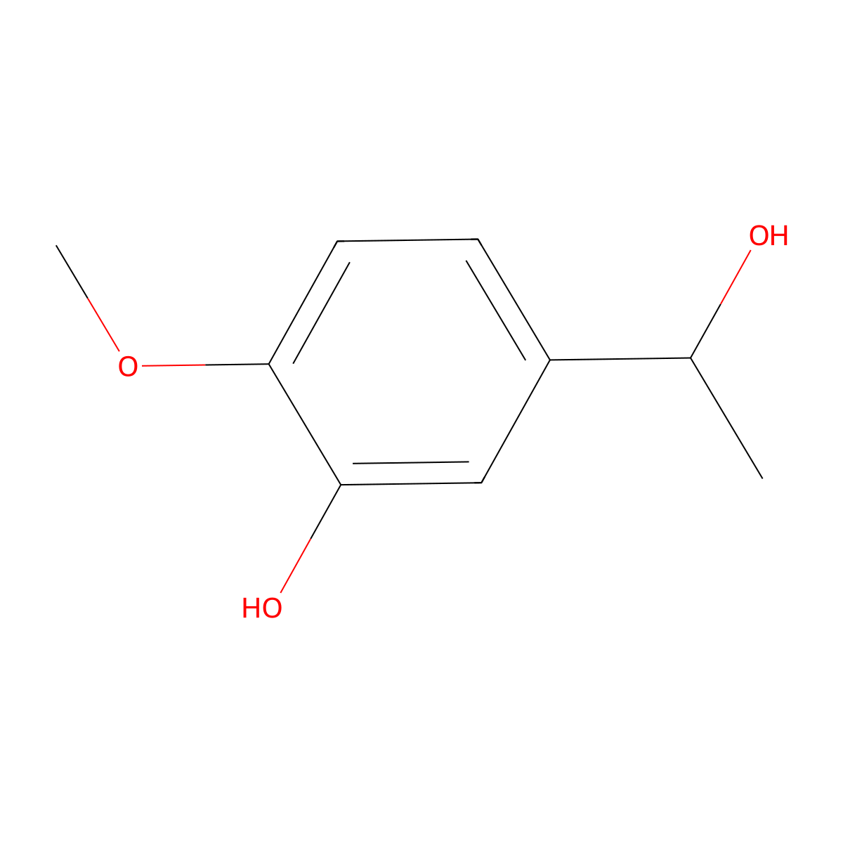 3-Hydroxy-4-methoxy-alpha-methylbenzenemethanol molecular structure, CAS 29866-05-5