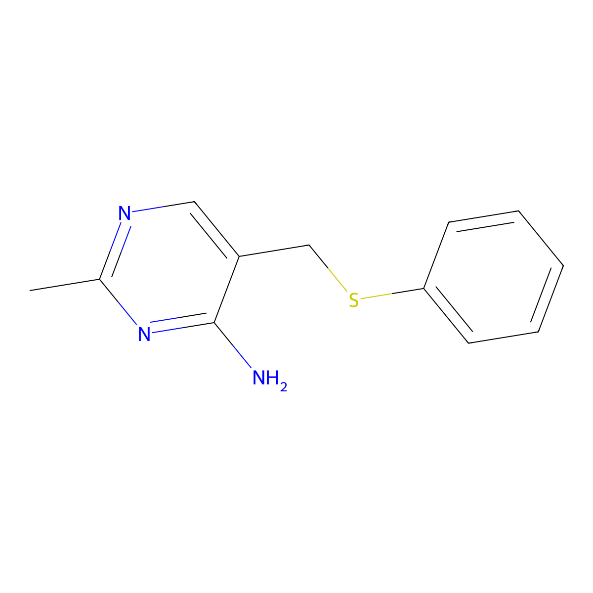 2-Methyl-5-(phenylsulfanylmethyl)pyrimidin-4-amine molecular structure, CAS 29866-25-9
