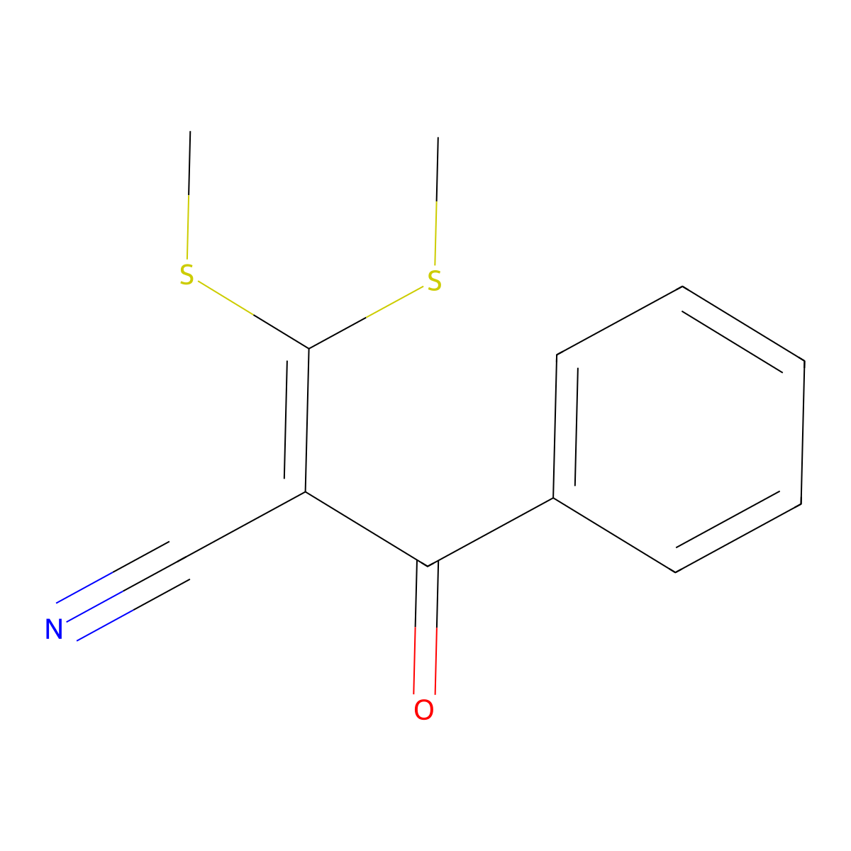 2-Benzoyl-3,3-di(methylthio)acrylonitrile molecular structure, CAS 29866-39-5