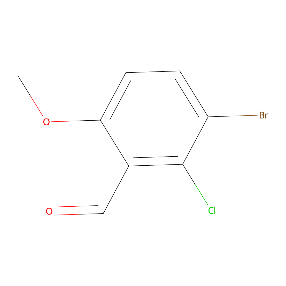 3-Bromo-2-chloro-6-methoxybenzaldehyde molecular structure, CAS 29866-52-2