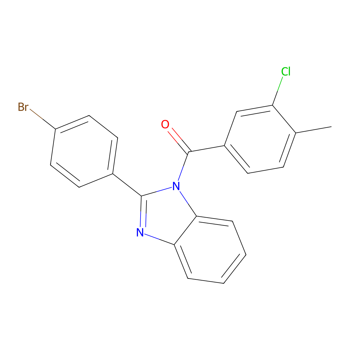 1H-benzimidazole, 2-(4-bromophenyl)-1-(3-chloro-4-methylbenzoyl)- molecular structure, CAS 2986747-55-9