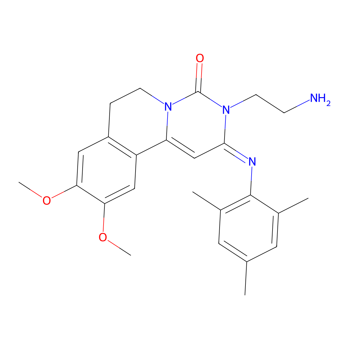 9,10-Dimethoxy-2-(2,4,6-trimethylphenylimino)3-(2-aminoethyl)-3,4,6,7-tetrahydro-2H-pyrimido[6,1-a]isoquinolin-4-one molecular structure, CAS 298680-39-4