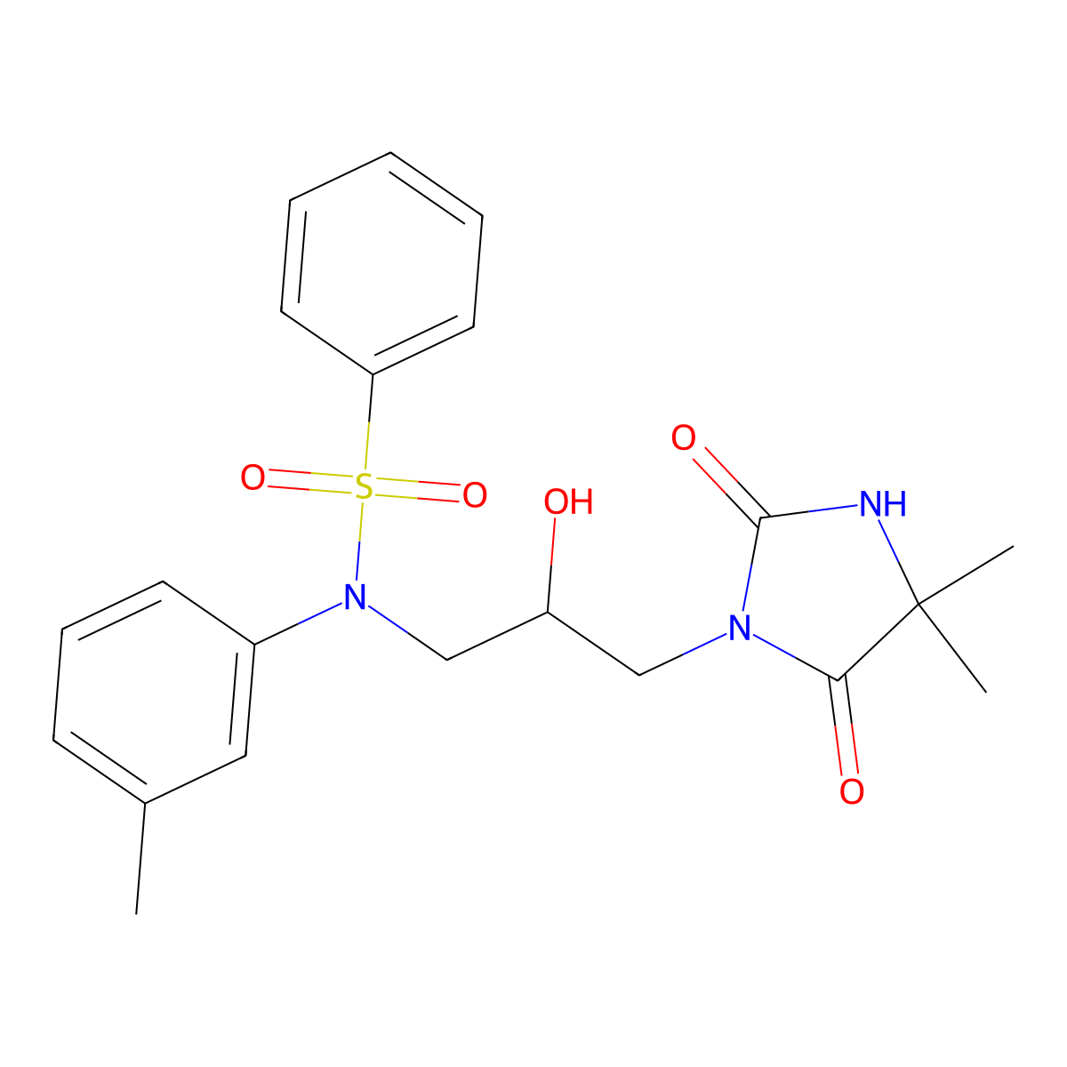 N-[3-(4,4-dimethyl-2,5-dioxoimidazolidin-1-yl)-2-hydroxypropyl]-N-(3-methylphenyl)benzenesulfonamide molecular structure, CAS 298682-10-7