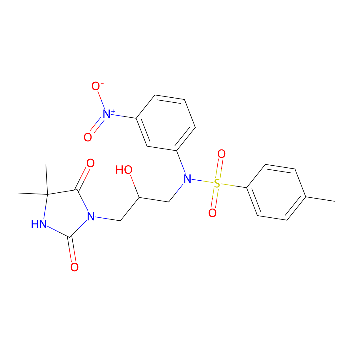N-[3-(4,4-dimethyl-2,5-dioxoimidazolidin-1-yl)-2-hydroxypropyl]-4-methyl-N-(3-nitrophenyl)benzenesulfonamide molecular structure, CAS 298682-12-9