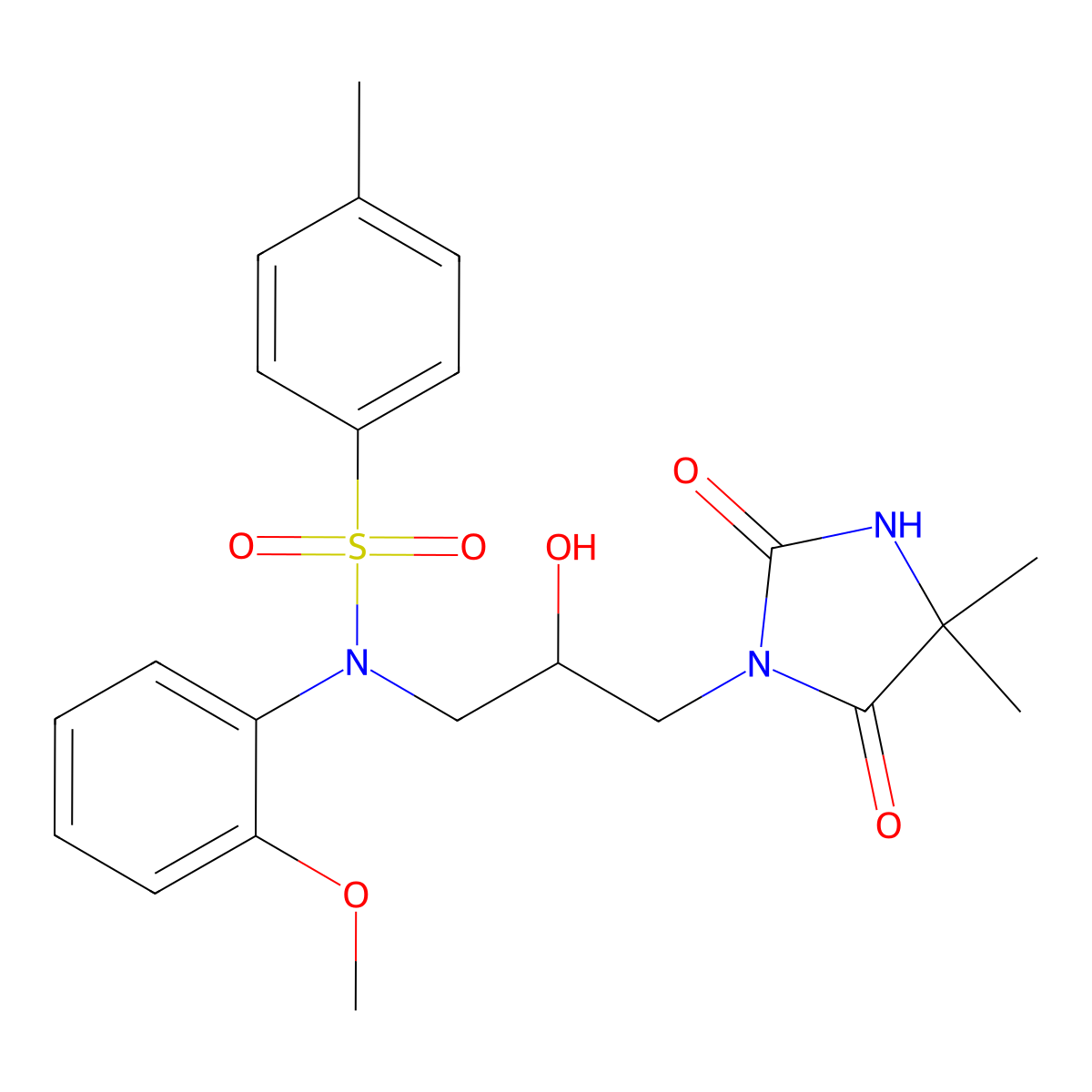 N-[3-(4,4-dimethyl-2,5-dioxoimidazolidin-1-yl)-2-hydroxypropyl]-N-(2-methoxyphenyl)-4-methylbenzenesulfonamide molecular structure, CAS 298682-16-3