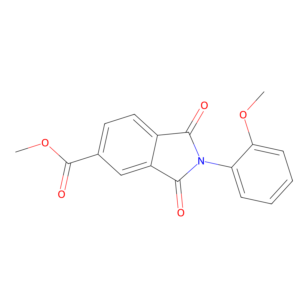 methyl 2-(2-methoxyphenyl)-1,3-dioxo-2,3-dihydro-1H-isoindole-5-carboxylate molecular structure, CAS 298682-55-0