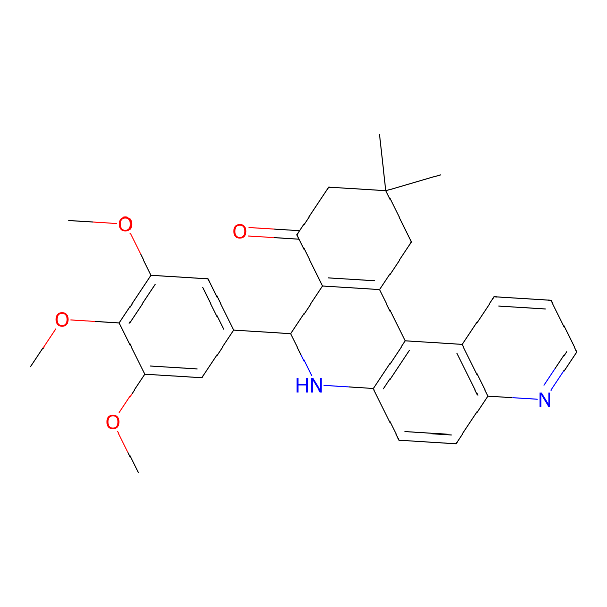 11,11-dimethyl-8-(3,4,5-trimethoxyphenyl)-8,10,11,12-tetrahydrobenzo[a][4,7]phenanthrolin-9(7H)-one molecular structure, CAS 298684-27-2