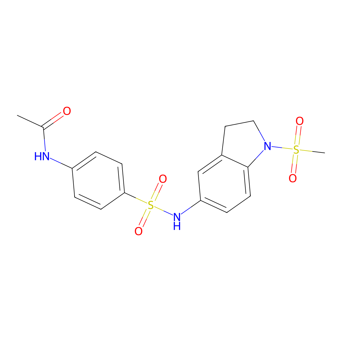 N-[4-[[[2,3-Dihydro-1-(methylsulfonyl)-1H-indol-5-yl]amino]sulfonyl]phenyl]acetamide molecular structure, CAS 298684-29-4