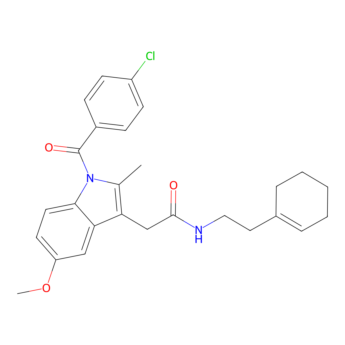 2-[1-(4-chlorobenzoyl)-5-methoxy-2-methylindol-3-yl]-N-[2-(cyclohexen-1-yl)ethyl]acetamide molecular structure, CAS 298684-32-9