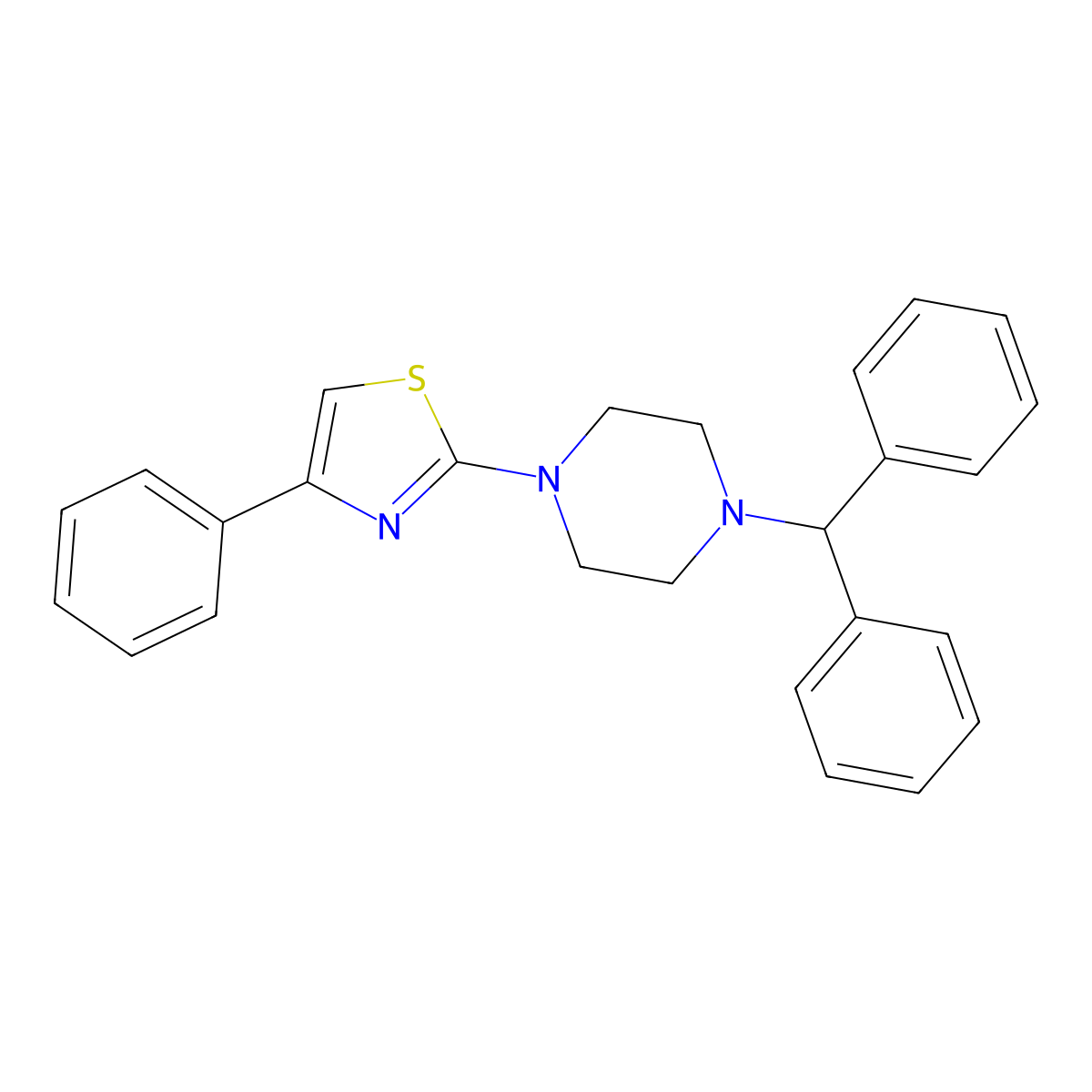 2-[4-(Diphenylmethyl)piperazinyl]-4-phenyl-1,3-thiazole molecular structure, CAS 298684-39-6