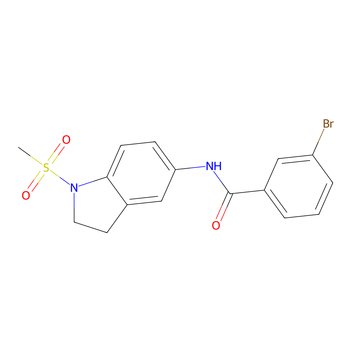 3-Bromo-N-[1-(methylsulfonyl)-2,3-dihydro-1H-indol-5-yl]benzamide molecular structure, CAS 298684-40-9