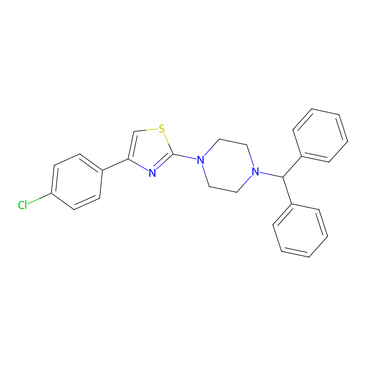 2-(4-Benzhydrylpiperazin-1-yl)-4-(4-chlorophenyl)-1,3-thiazole molecular structure, CAS 298684-42-1