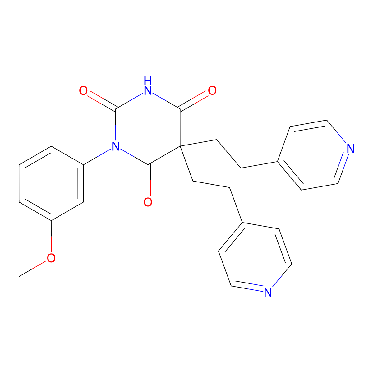 1-(3-Methoxyphenyl)-5,5-bis(2-pyridin-4-ylethyl)-1,3-diazinane-2,4,6-trione molecular structure, CAS 298685-12-8
