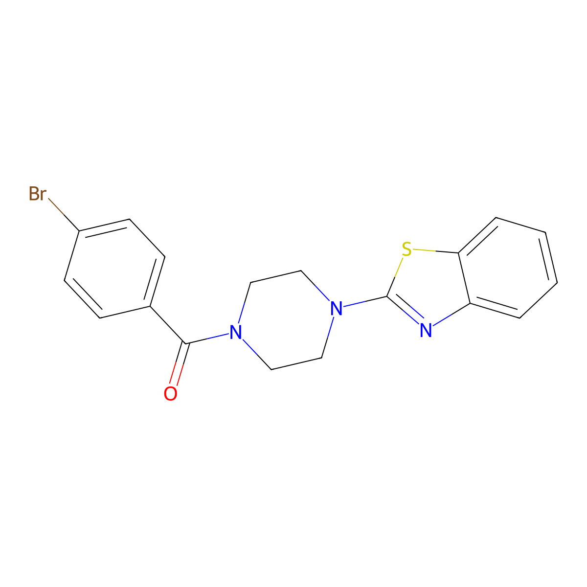 (4-(Benzo[d]thiazol-2-yl)piperazin-1-yl)(4-bromophenyl)methanone molecular structure, CAS 298685-17-3