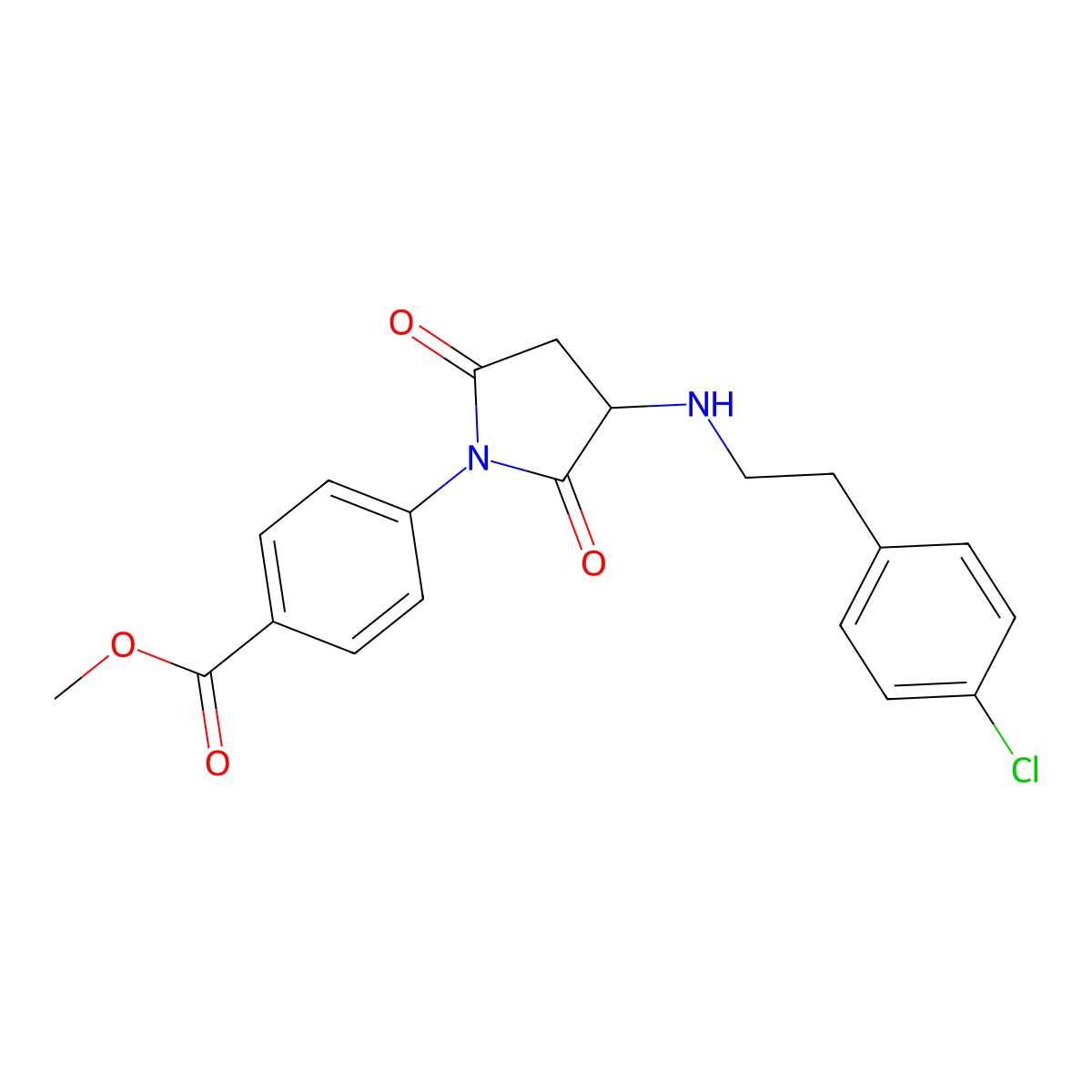 Methyl 4-[3-[2-(4-chlorophenyl)ethylamino]-2,5-dioxopyrrolidin-1-yl]benzoate molecular structure, CAS 298685-52-6