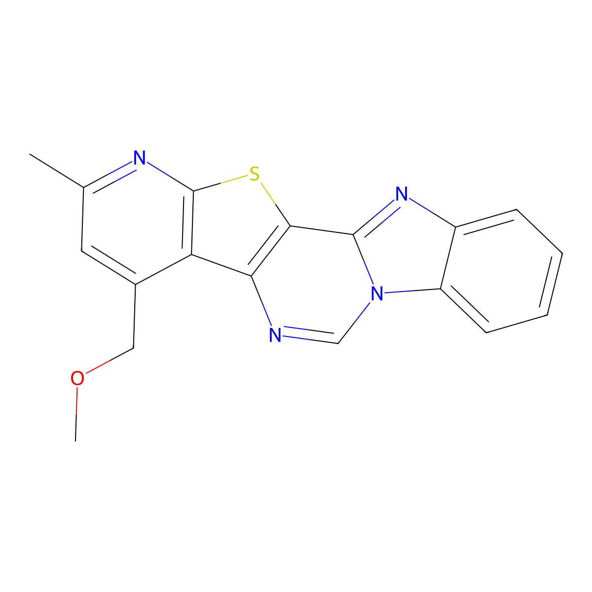 4-(Methoxymethyl)-2-methylpyrido[3'',2'':4',5']thieno[3',2':4,5]pyrimido[1,6-a]benzimidazole molecular structure, CAS 298685-71-9