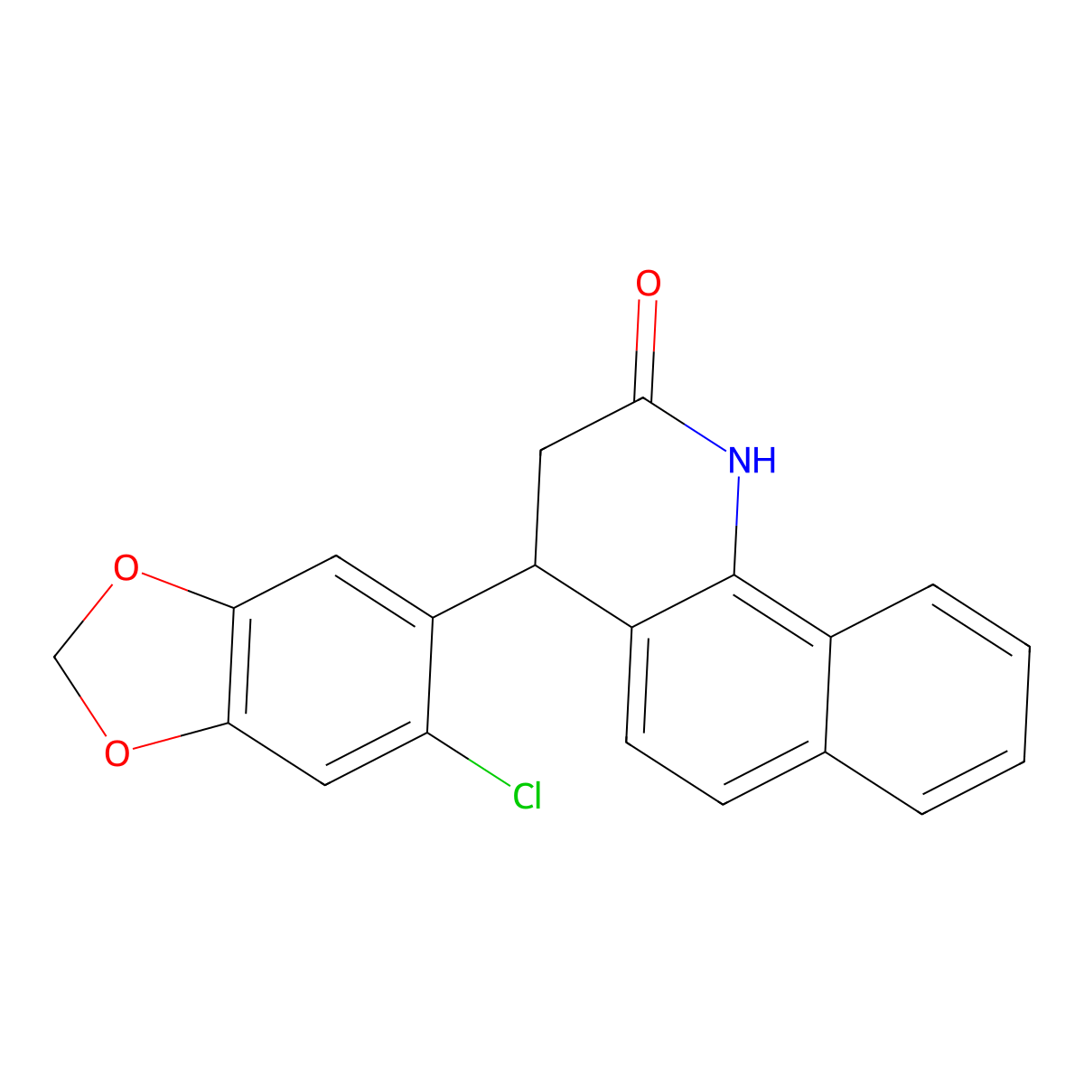 4-(6-Chloro-1,3-benzodioxol-5-yl)-3,4-dihydrobenzo[h]quinolin-2(1H)-one molecular structure, CAS 298686-04-1