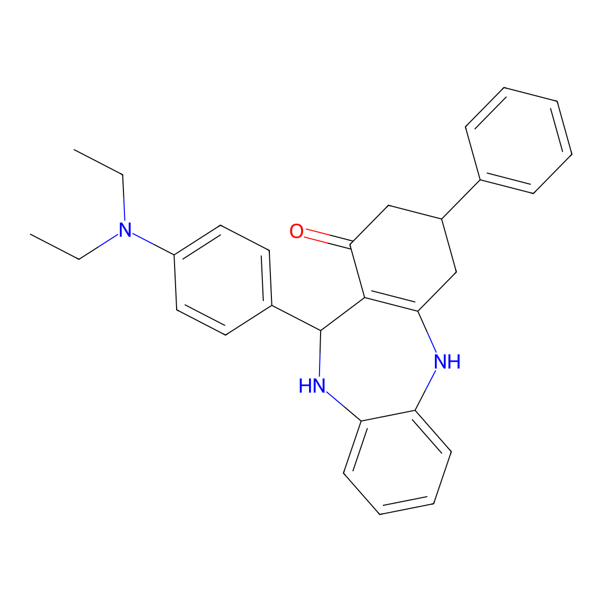 6-[4-(Diethylamino)phenyl]-9-phenyl-5,6,8,9,10,11-hexahydrobenzo[b][1,4]benzodiazepin-7-one molecular structure, CAS 298686-07-4