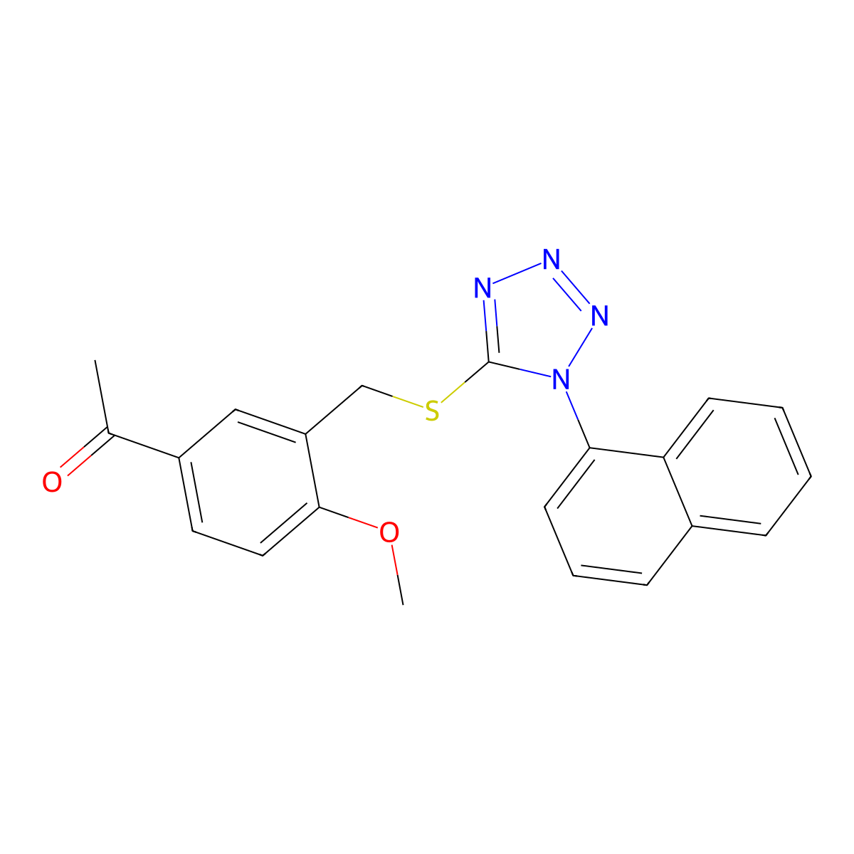 1-[4-Methoxy-3-[(1-naphthalen-1-yltetrazol-5-yl)sulfanylmethyl]phenyl]ethanone molecular structure, CAS 298686-13-2