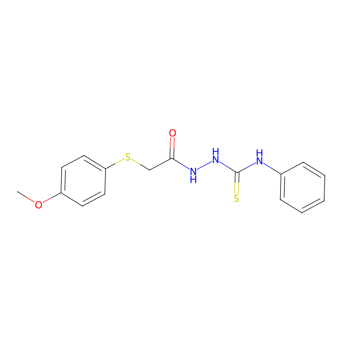 2-((4-Methoxyphenyl)thio)acetic acid 2-((phenylamino)thioxomethyl)hydrazide molecular structure, CAS 298686-17-6