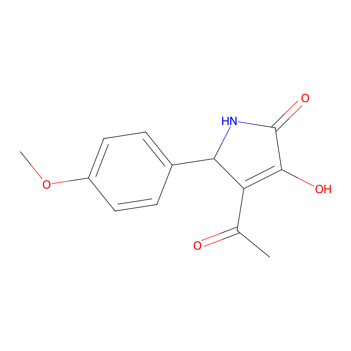3-Acetyl-4-hydroxy-2-(4-methoxyphenyl)-1,2-dihydropyrrol-5-one molecular structure, CAS 298686-41-6