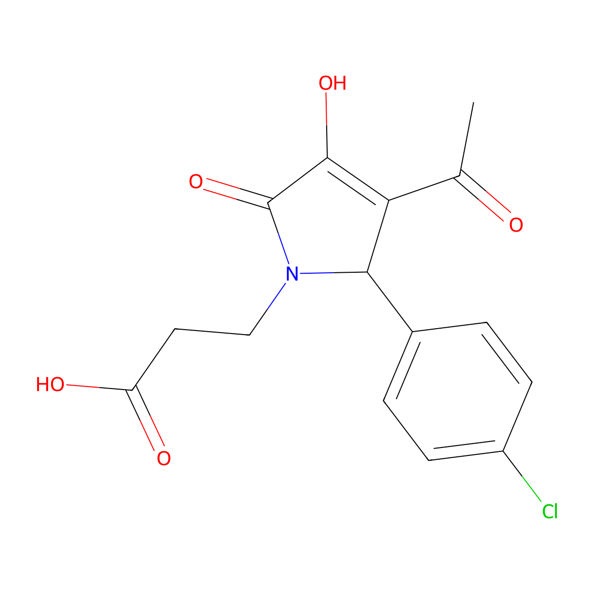 3-[3-acetyl-2-(4-chlorophenyl)-4-hydroxy-5-oxo-2,5-dihydro-1H-pyrrol-1-yl]propanoic acid molecular structure, CAS 298686-44-9